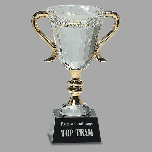 7.25" Crystal/gold Cup with Mbl Base – item CRY039M