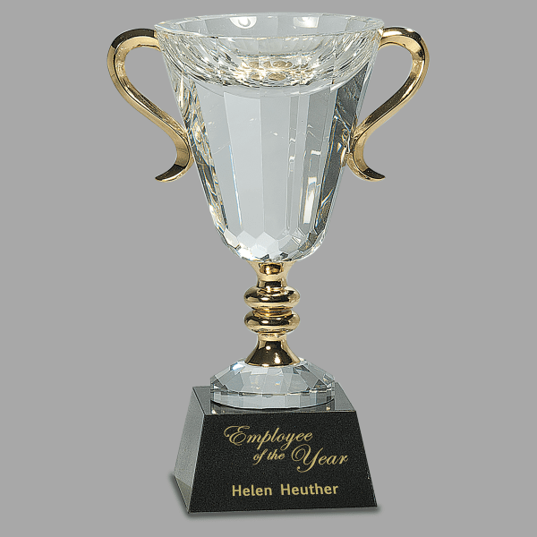 10" Crystal/gold Cup with Mbl Base – item CRY039XL