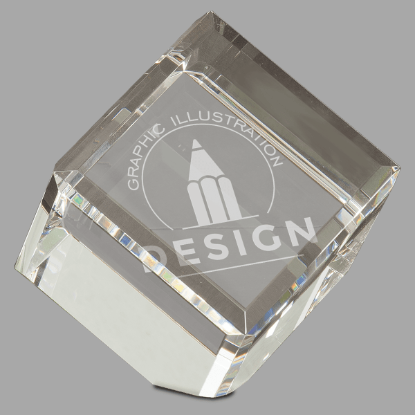 3.5" X 3.5 Crystal Cube – item CRY048XXL