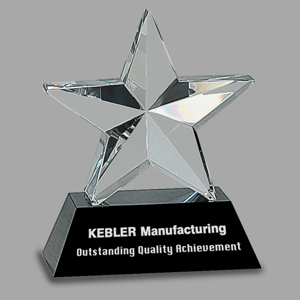6" Crystal 3 D Star W/ Base – item CRY050M