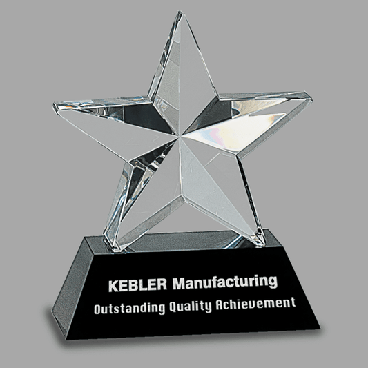 6" Crystal 3 D Star W/ Base – item CRY050M