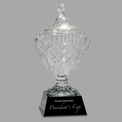 14" Crystal Cup on Black Pedestal Base Award – item CRY051L image 2