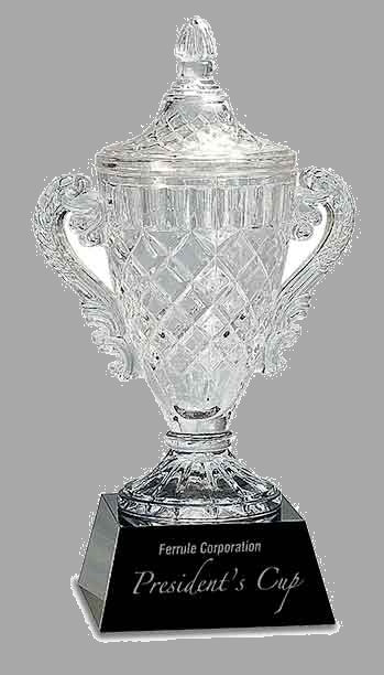 14" Crystal Cup on Black Pedestal Base Award – item CRY051L