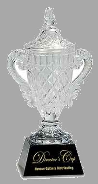 12.75" Crystal Cup on Black Pedestal Base Award – item CRY051M