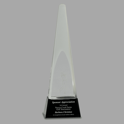 11.5" Clear Crystal 3D Golf Spire on Black Pedestal Award – item CRY054L image 2