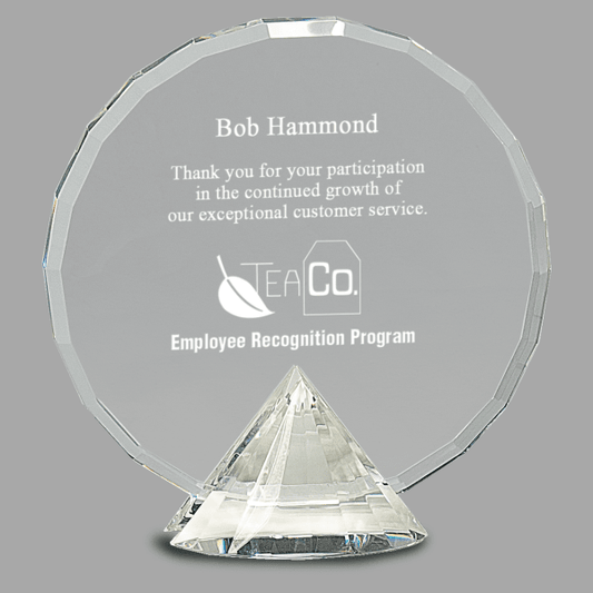 7.5" Crystal Round with Diamond Base Award – item CRY056L
