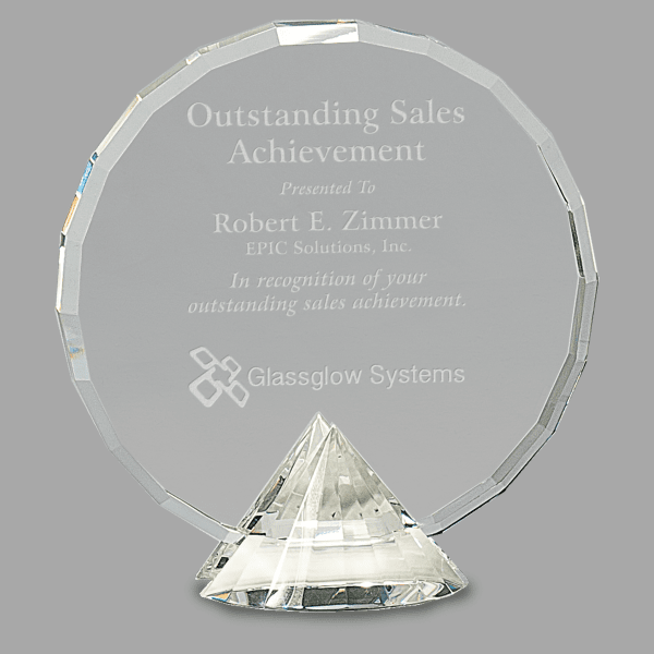 6.5" Crystal Round with Diamond Base Award – item CRY056M
