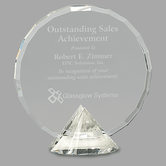 6.5" Crystal Round with Diamond Base Award – item CRY056M
