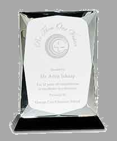 8" Clear Crystal Rect. on Black Base Award – item CRY057L