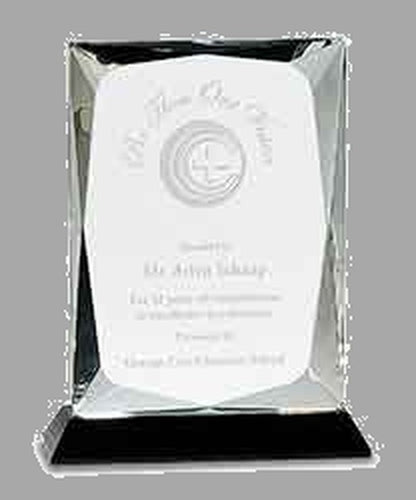 8" Clear Crystal Rect. on Black Base Award – item CRY057L