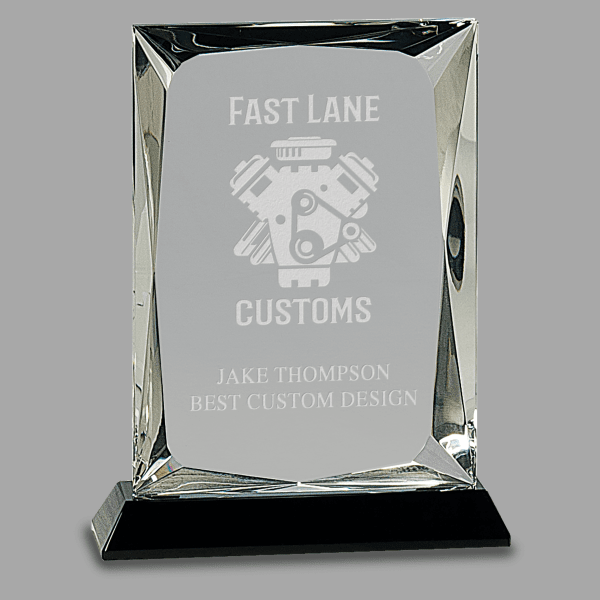 7" Clear Crystal Rect. on Black Base Award – item CRY057M image 2