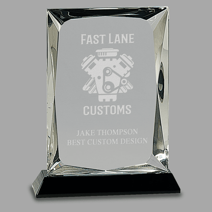 7" Clear Crystal Rect. on Black Base Award – item CRY057M image 2