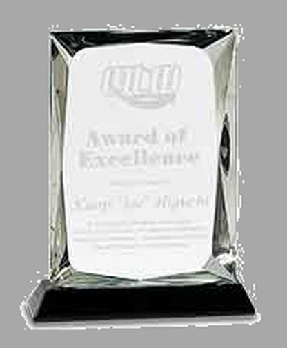 7" Clear Crystal Rect. on Black Base Award – item CRY057M