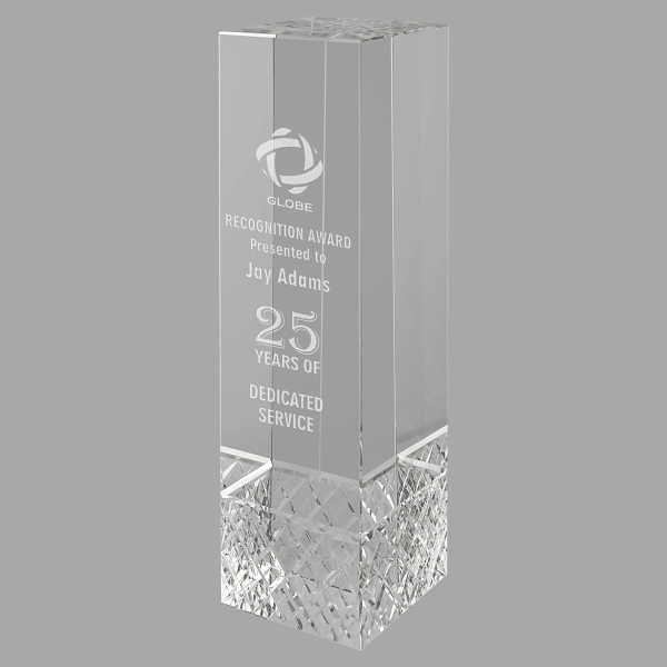 8.5" Crystal Rectangle W/ Jewel Base Award – item CRY075