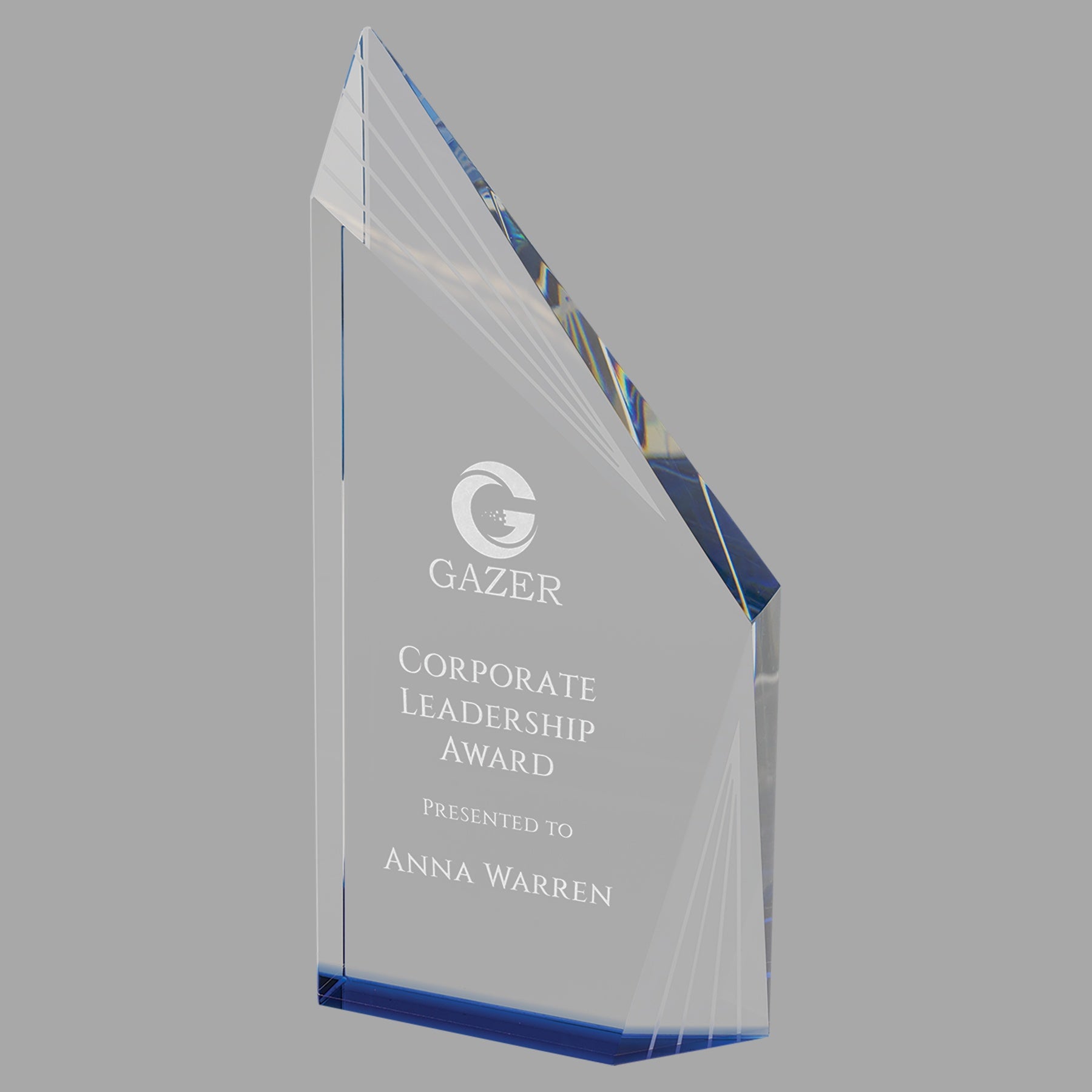 10.25" Crystal Beveled Peak w/ Bottom Award – item CRY083