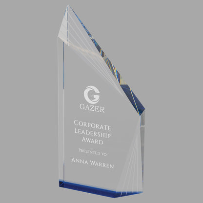 10.25" Crystal Beveled Peak w/ Bottom Award – item CRY083