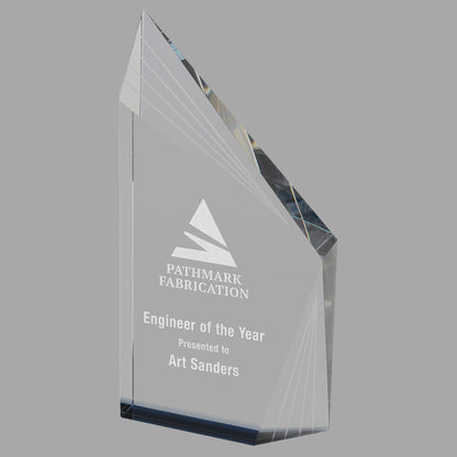 9" Crystal Beveled Peak w/ Bottom Award – item CRY084