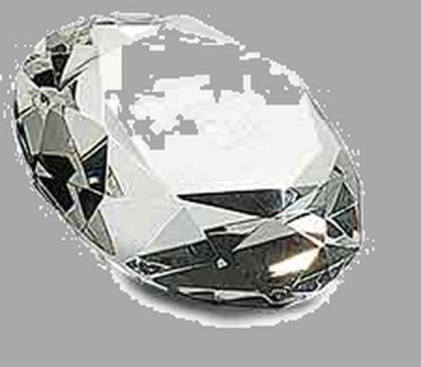 2.5" Clear Crystal Diamond (4" Diameter) Paperweight – item CRY108