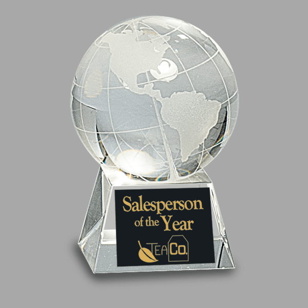 3.5" Crystal Globe with Base – item CRY113
