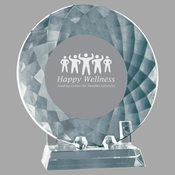 7.75" Crystal Plate with Crystal Base Award – item CRY121