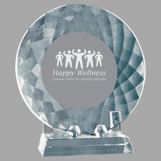 7.75" Crystal Plate with Crystal Base Award – item CRY121