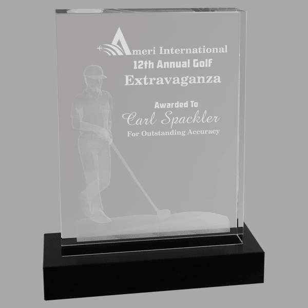 6.25" x 8" Crystal 3D Male Golf Award – item CRY1215 image 3