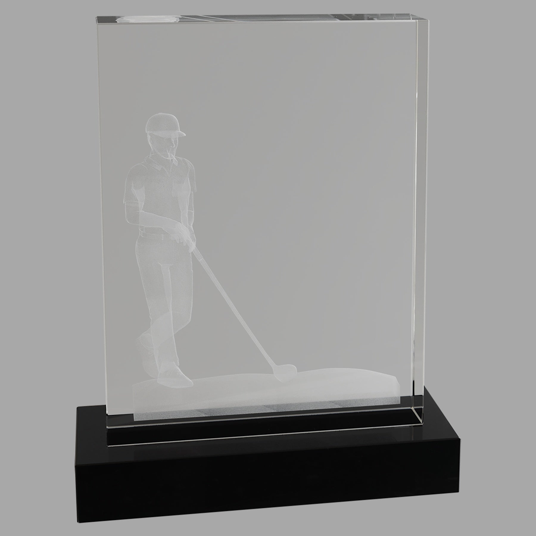 6.25" x 8" Crystal 3D Male Golf Award – item CRY1215 image 2