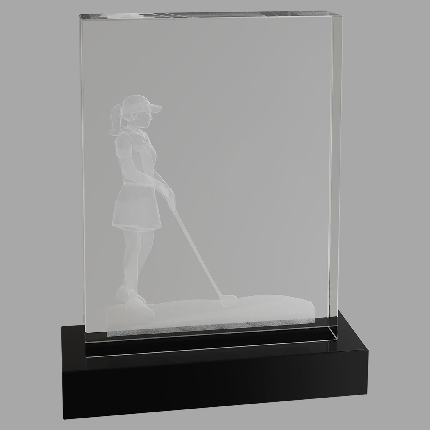 6.25" x 8" Crystal 3D Female Golf Award – item CRY1216 image 2