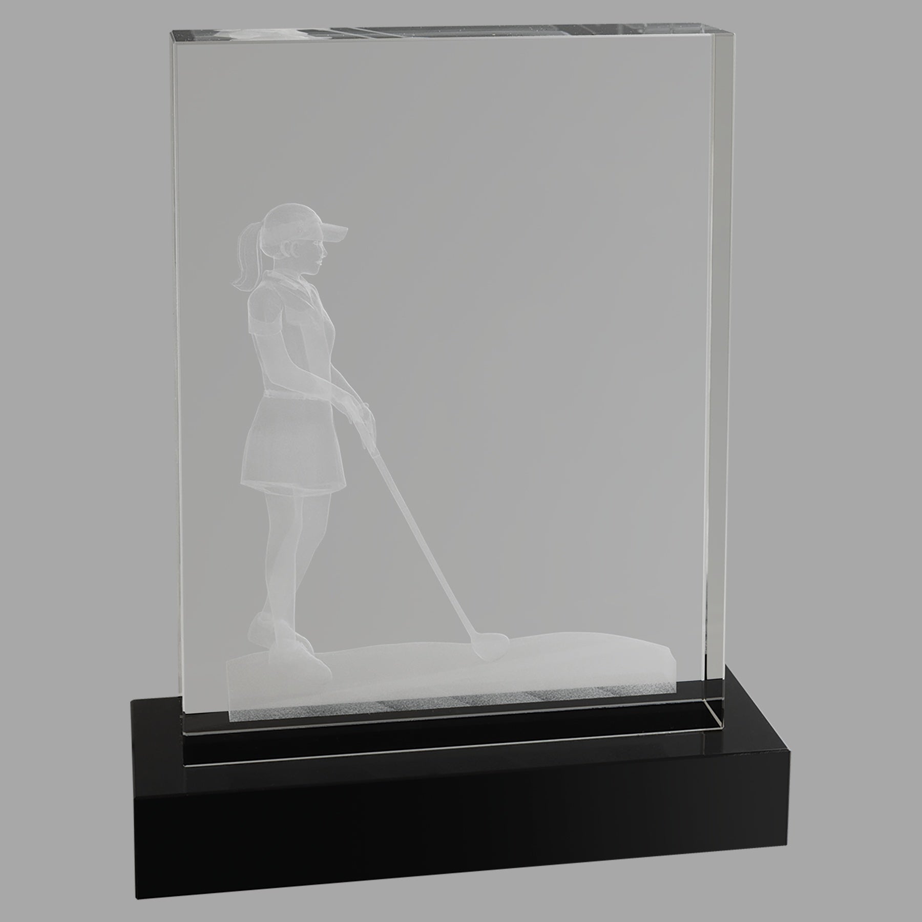 6.25" x 8" Crystal 3D Female Golf Award – item CRY1216 image 2