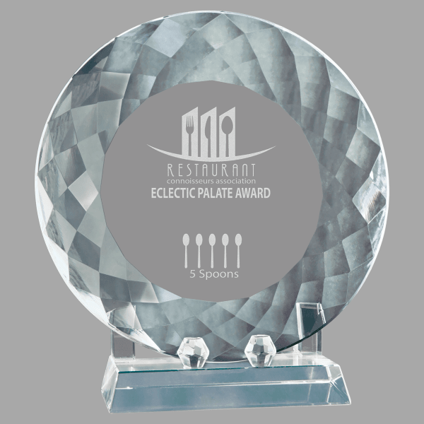8.5" Crystal Plate with Crystal Base Award – item CRY122