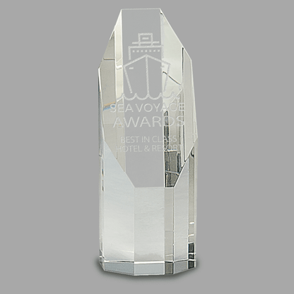 6" Clear Octagon Slant-Top Crystal Tower Award – item CRY132 image 2