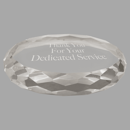 4" x 2.75" Clear Oval Crystal Paperweight – item CRY1420 image 4