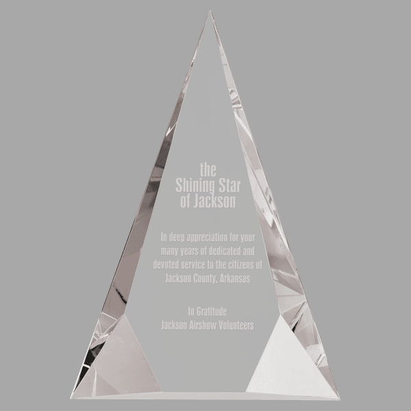 6" X 8 Crystal Clear Facet Triangl Award – item CRY1425M