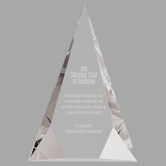 6" X 8 Crystal Clear Facet Triangl Award – item CRY1425M