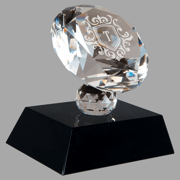 3.5" Crystal Clear Diamond with Black Base Award – item CRY1433MB
