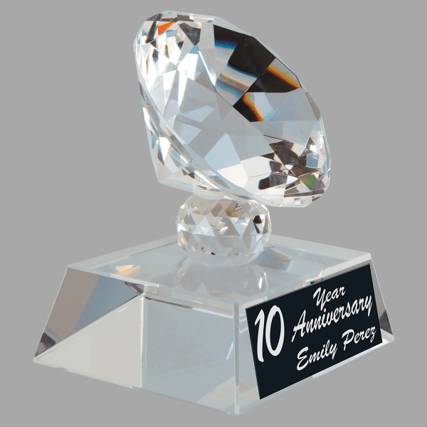3.5" Crystal Clear Diamond with Clear Base Award – item CRY1433MC