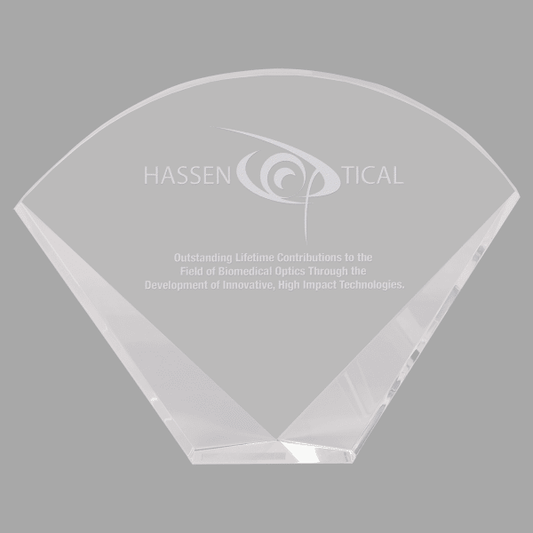8" X 6 Crystal Clear Facet Fan Award – item CRY1438CM