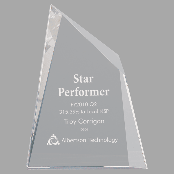 6.5" X 8.75 Crystal Facet Wedge Award – item CRY1452M