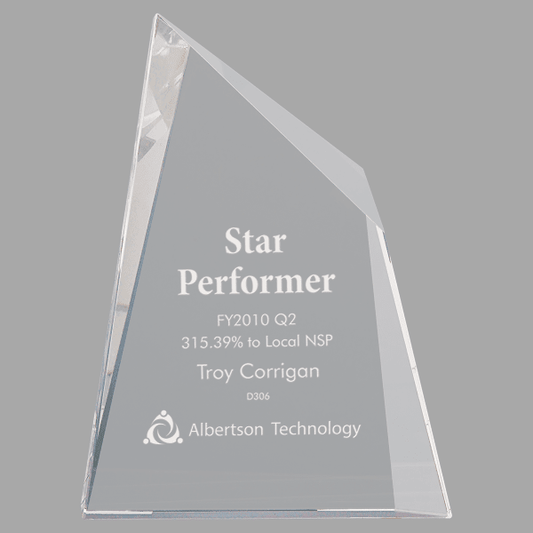 6.5" X 8.75 Crystal Facet Wedge Award – item CRY1452M