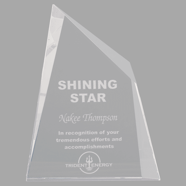 6" X 7.75 Crystal Facet Wedge Award – item CRY1452S