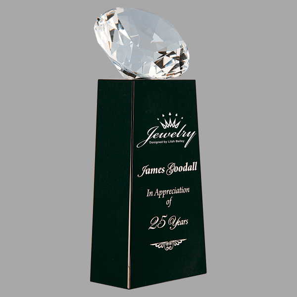 7.75" Crystal Clear Diamond with Black Base Award – item CRY1459MB