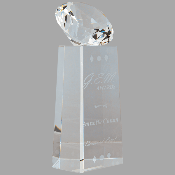 7.75" Crystal Clear Diamond with Clear Base Award – item CRY1459MC
