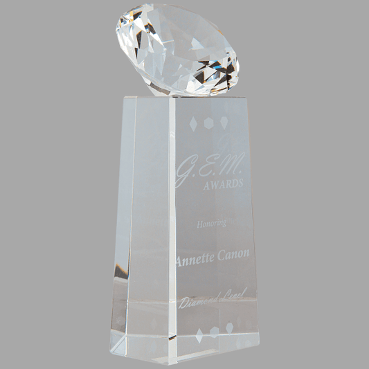 7.75" Crystal Clear Diamond with Clear Base Award – item CRY1459MC