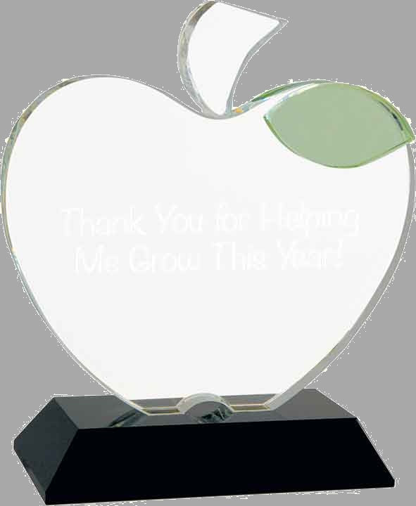 5.5" x 6.25" Crystal Apple on Black Base Award – item CRY1493M