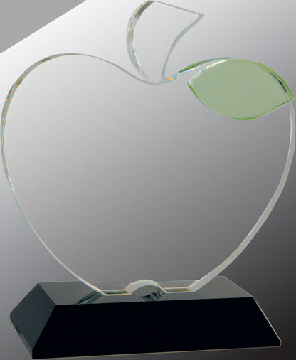 5.5" x 6.25" Crystal Apple on Black Base Award – item CRY1493M image 3
