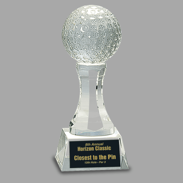 6" Crystal Golf Ball on Pedstl Award – item CRY150
