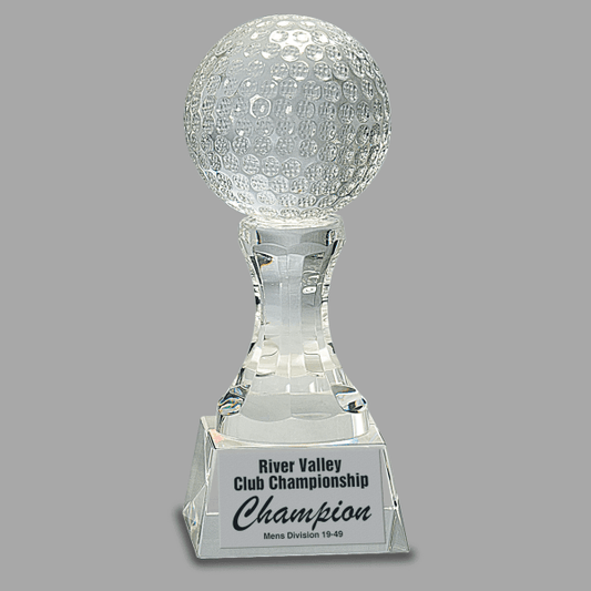 7.75" Crystal Golf Bll/pedestl Award – item CRY151