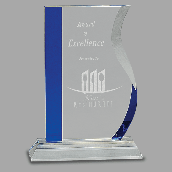 7.25" Crystal Wave/blue Award – item CRY155