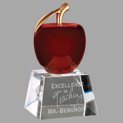 6" Red Crystal Apple w/ Clear Base Award – item CRY1554 image 5