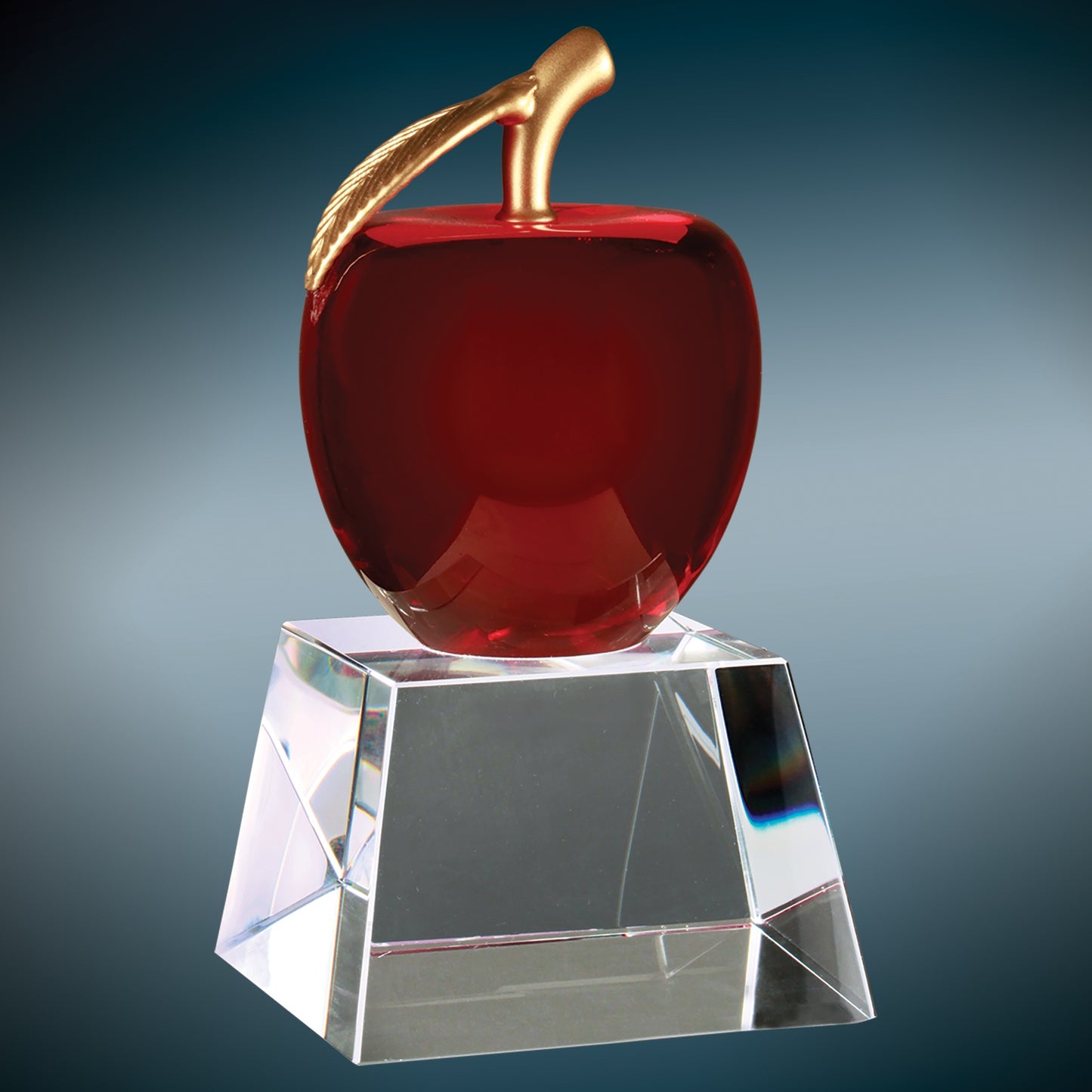 6" Red Crystal Apple w/ Clear Base Award – item CRY1554 image 4
